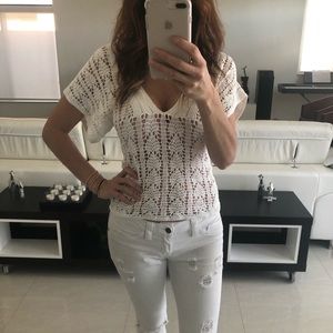 Theory White Crochet Tunic Size S